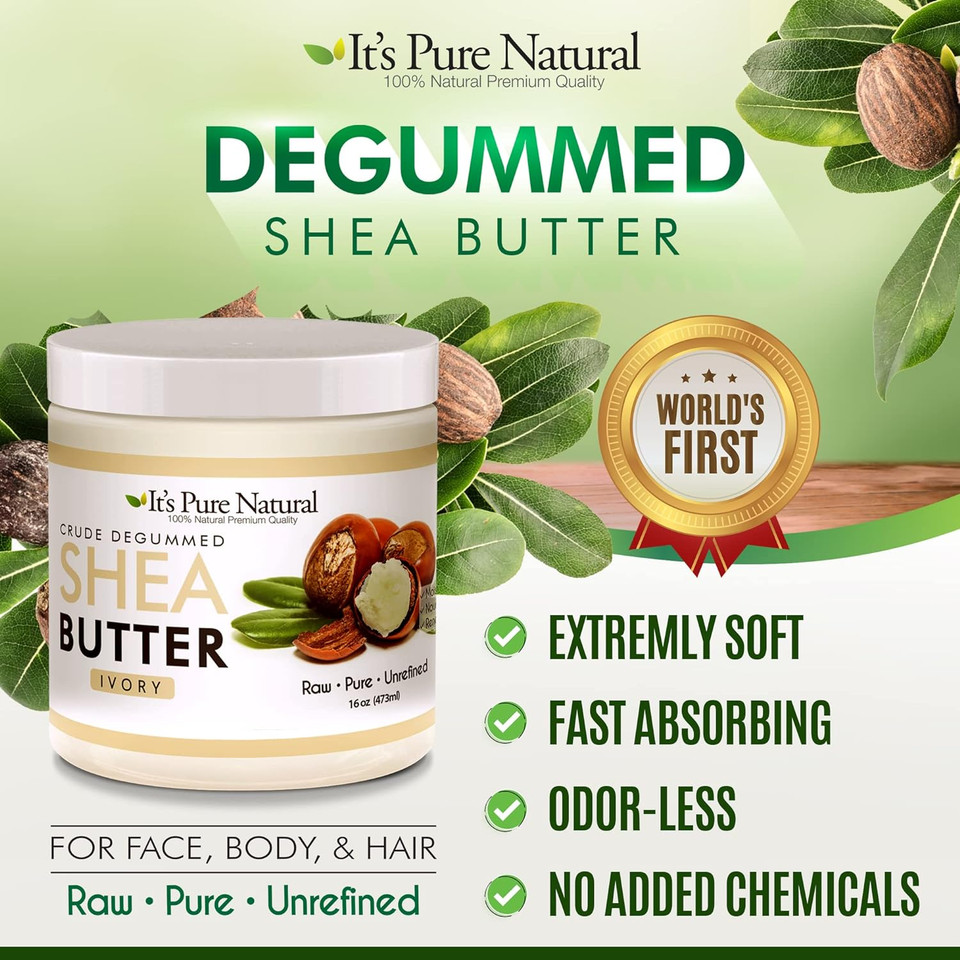 It'S Pure Natural - World'S First Crude Degummed African Ivory Shea Butter (16 Oz)  100% Pure & Natural Body Butter For Dry, Cracked Skin, Eczema, Stretch Marks & Anti-Aging