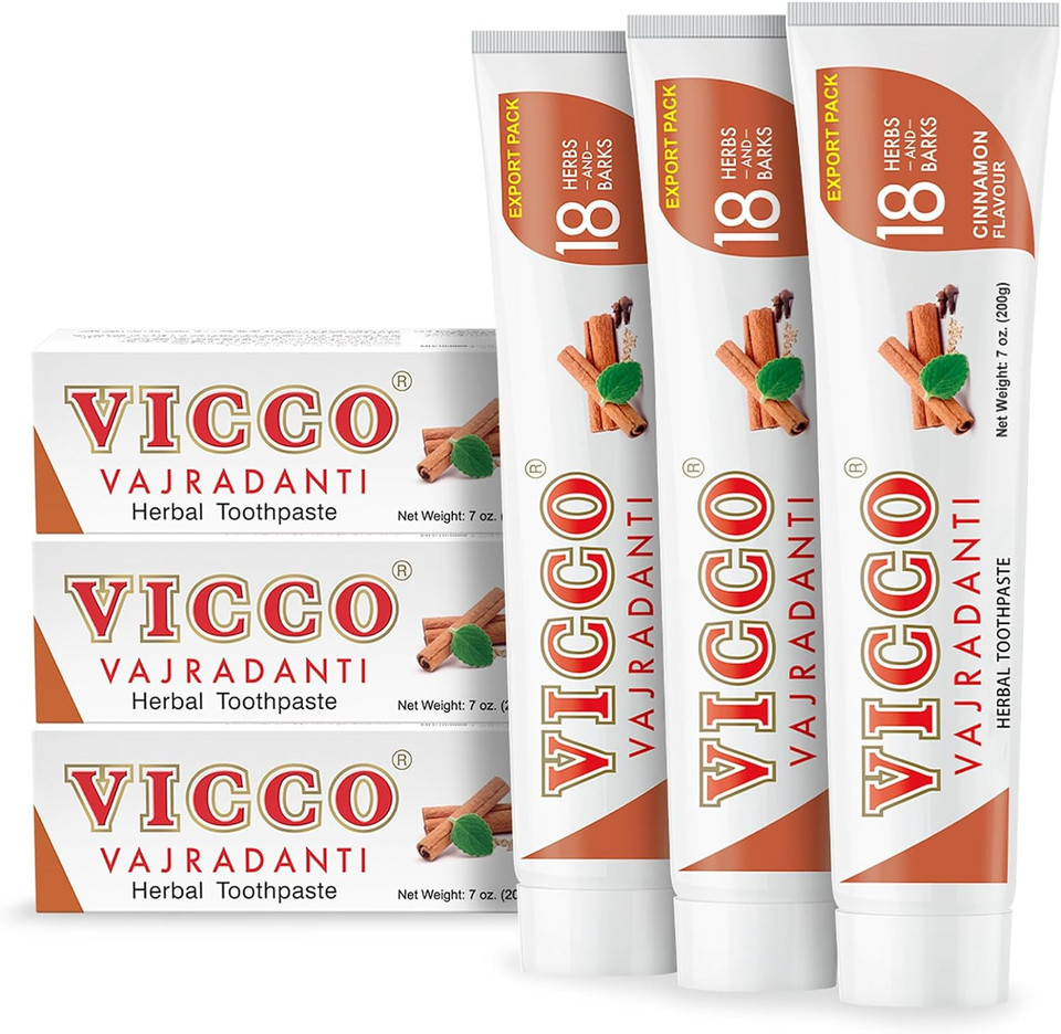 Vicco Vajradanti Herbal Toothpaste Cinnamon Flavour-(Pack Of 3 X 7Oz)