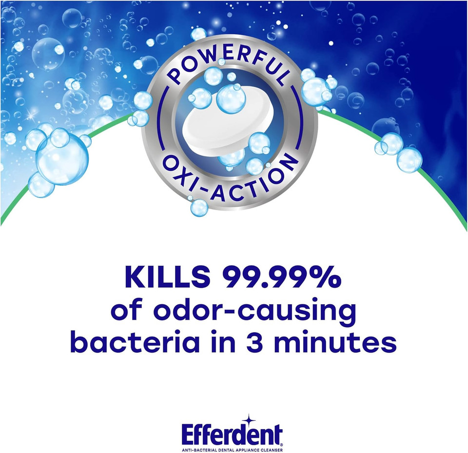 Efferdent Retainer Cleaning Tablets, Denture Cleanser Tablets For Dental Appliances, Fresh & Clean, Minty Fresh, 90 Tablets