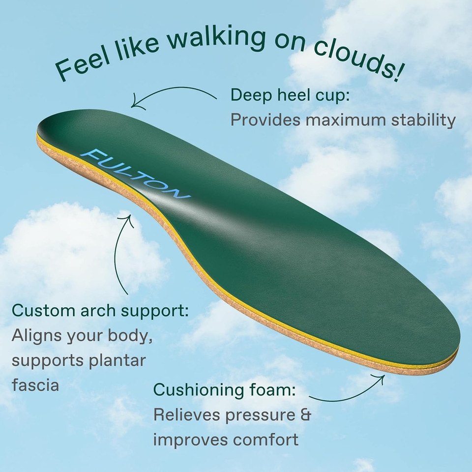 Fulton Custom Molding Cork Shoe Inserts For Women - Pain Relief Orthotic Insoles - All Day Comfort + Plantar Fasciitis Arch Support Inserts For Flat Feet To High Arch (Women'S Size 10.5-11)Women&#039;S 10.5-11