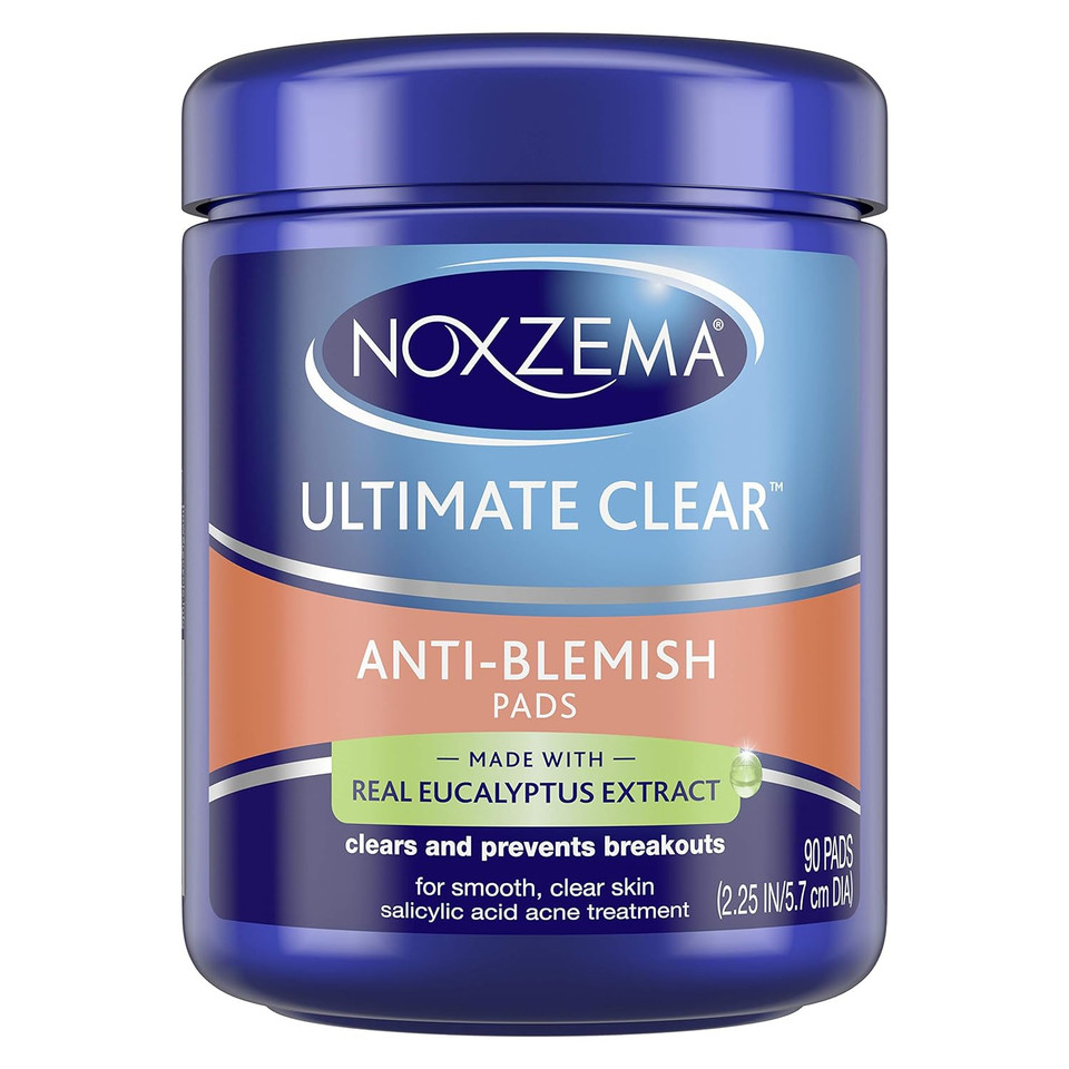 Noxzema Ultimate Clear Face Pads Clears & Prevents Acne Anti-Blemish Made With Over 60% Alcohol 90 Count