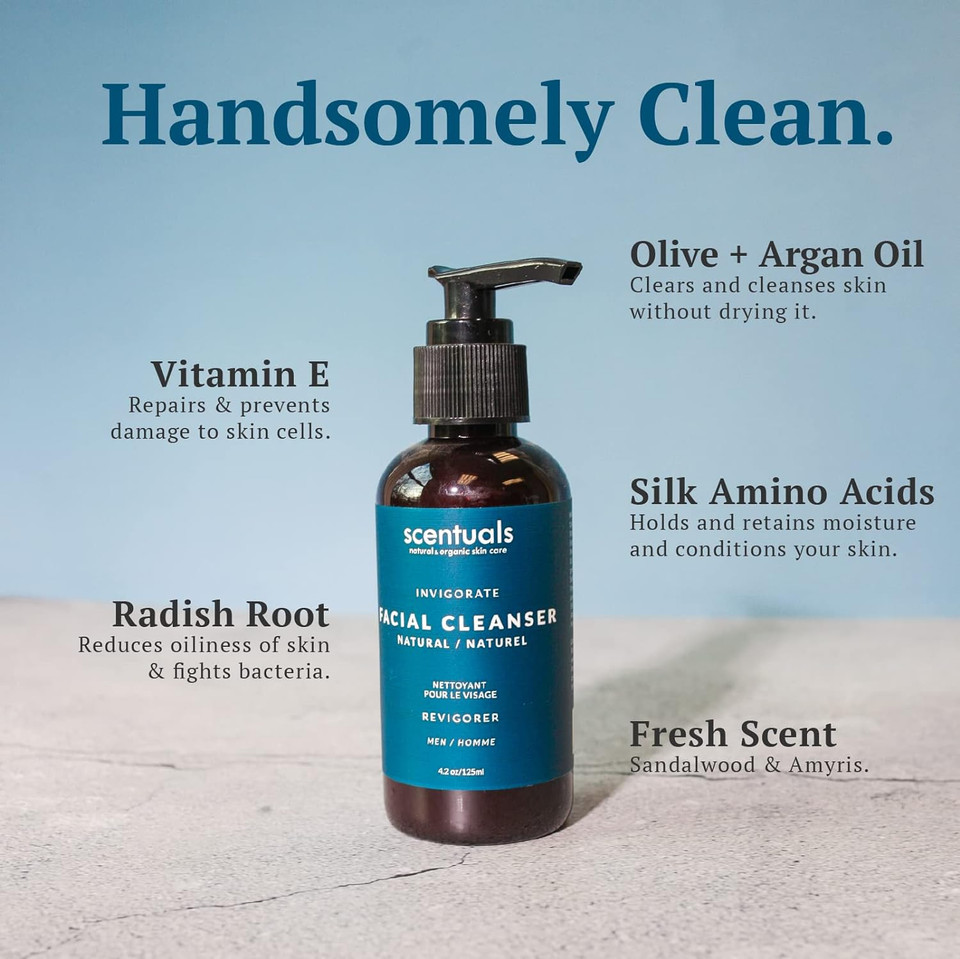 Scentuals Men'S Facial Cleanser, 95% Natural Luxurious Mens Face Wash For The Manã¢ÂS Man. 4Fl.Oz Facial Cleanser For Men