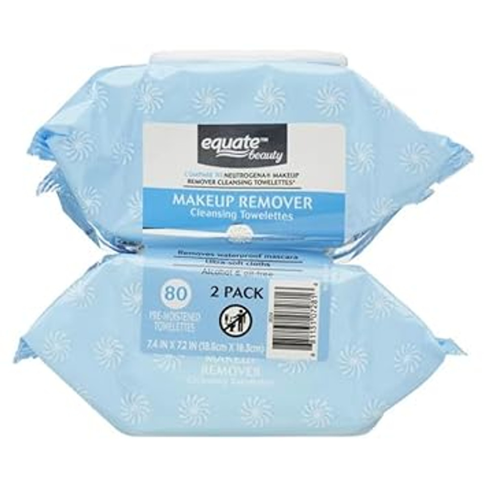 Equate Premium Makeup Remover Cleansing Towelettes, 40 Count, 2 Pack (Total 80 Count)