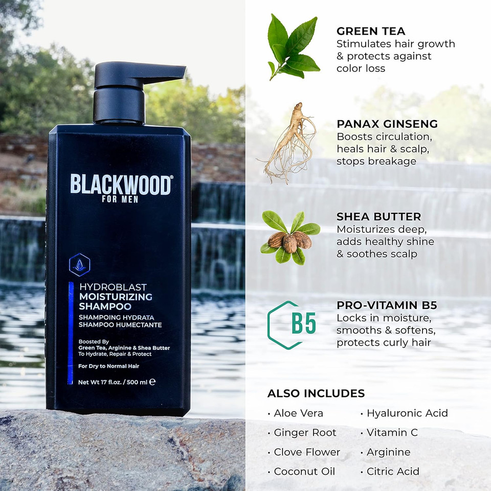 Blackwood For Men Hydroblast Moisturizing Shampoo (17 Oz.) & Bionutrient Foaming Face Wash (4.45 Oz.)