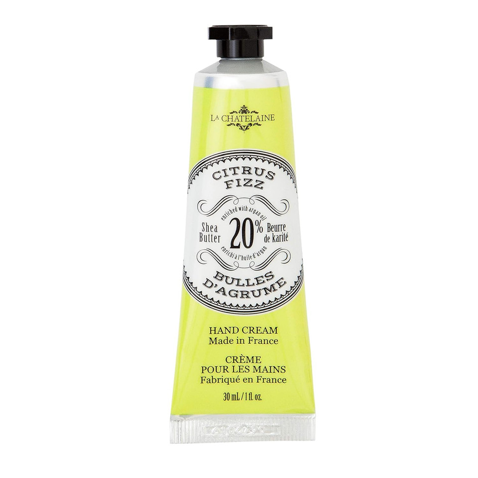 La Chatelaine 20% Shea Butter Hand Cream Travel Size, Organic Argan Oil, Moisturizing, Nourishing, Repairing, Extra-Rich Hand Lotion, Made In France, Paraben Free, 1 Oz / 30Ml (Citrus Fizz)