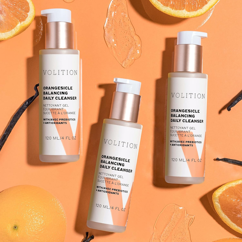Volition Beauty Orangesicle Balancing Daily Facial Cleanser - Antioxidant-Rich Gel Face Wash Removes Makeup - Hydrating Coconut Extract & Balancing Prebiotics, Vegan (120Ml / 4 Fl Oz)