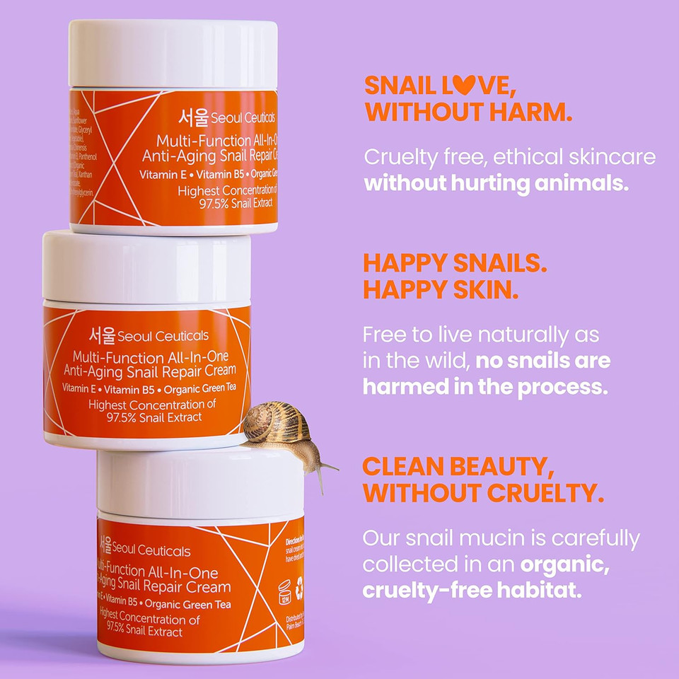 Seoulceuticals Korean Skin Care Set - Contains Snail Cream Moisturizer + Korean Jelly Mask - This Potent Korean Skincare Set Provides Healthy, Youthful & Glowing Skin