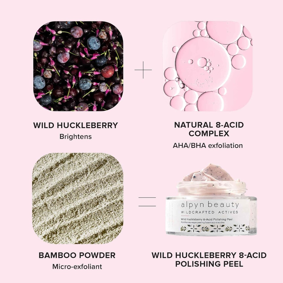 Alpyn Beauty Wild Huckleberry 8-Acid Polishing Peel | Double Exfoliating Peel Mask To Visibly Smooth & Brighten Skin While Refining The Look Of Pores | 1.7 Oz / 50 Ml