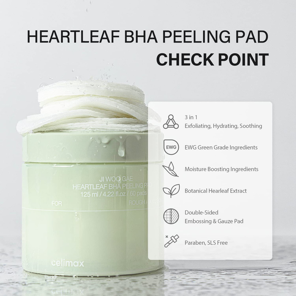 Celimax Ji.Woo.Gae Heartleaf Bha Peeling Pad (60 Pads*2) & The Real Noni Energy Ampoule 50Ml