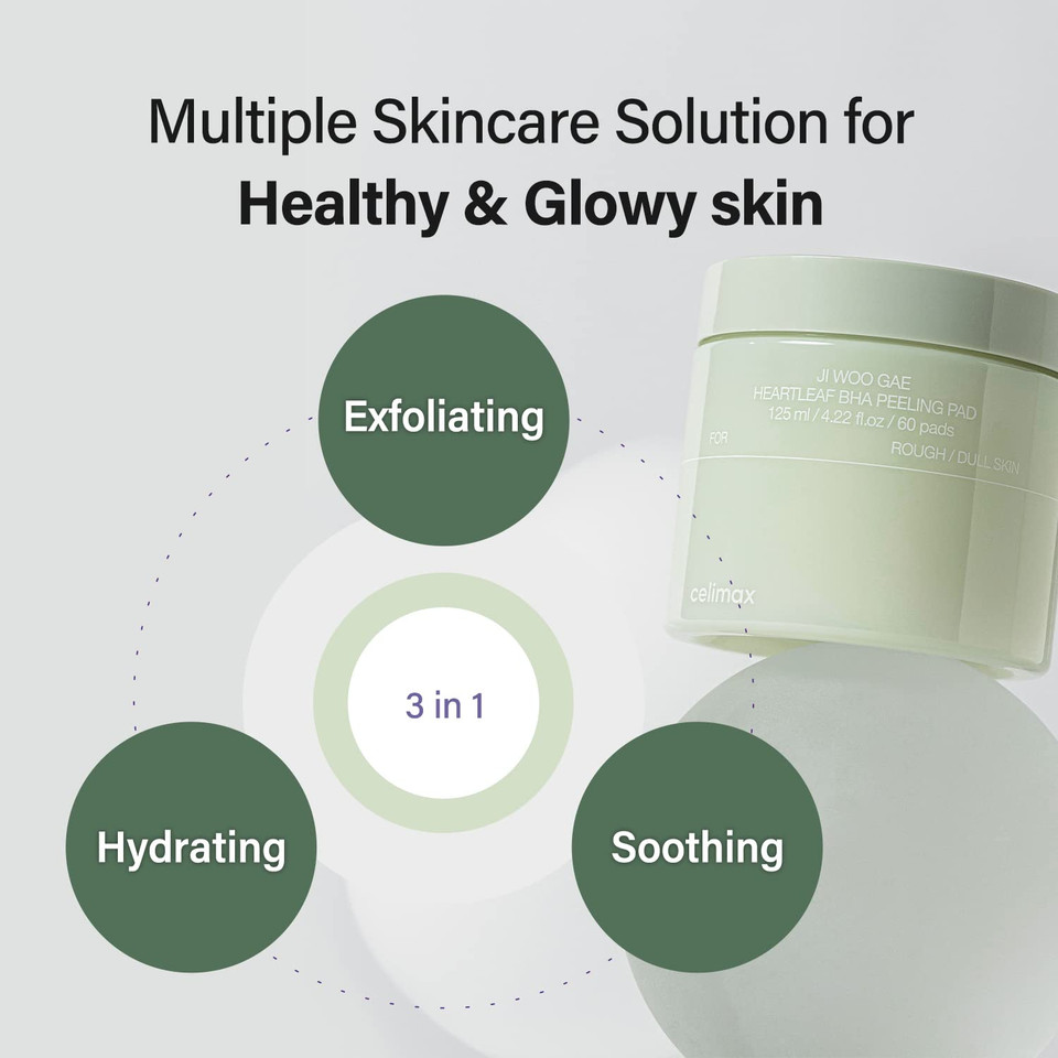 Celimax Ji.Woo.Gae Heartleaf Bha Peeling Pad (60 Pads*2) & The Real Noni Energy Ampoule 50Ml