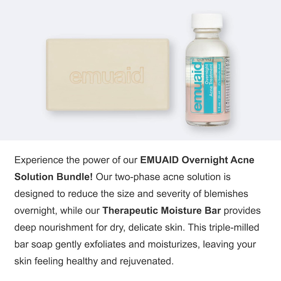 Emuaid Overnight Acne Solution Bundle - Emuaid Overnight Acne Treatment With Therapeutic Moisture Bar