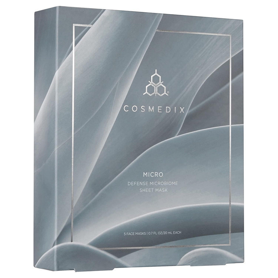 Cosmedix Micro Defense Microbiome Peel-Off Sheet Mask, Hydrates & Quenches Dry Skin, Soothing & Redness Reducing, Cruelty & Gluten Free, Set Of 5