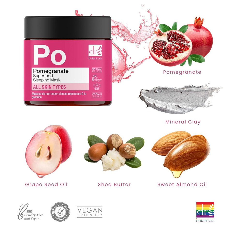 Dr Botanicals Apothecary Collection Pomegranate Superfood Regenerating Sleeping Facial Mask (2.02 Fl Oz)