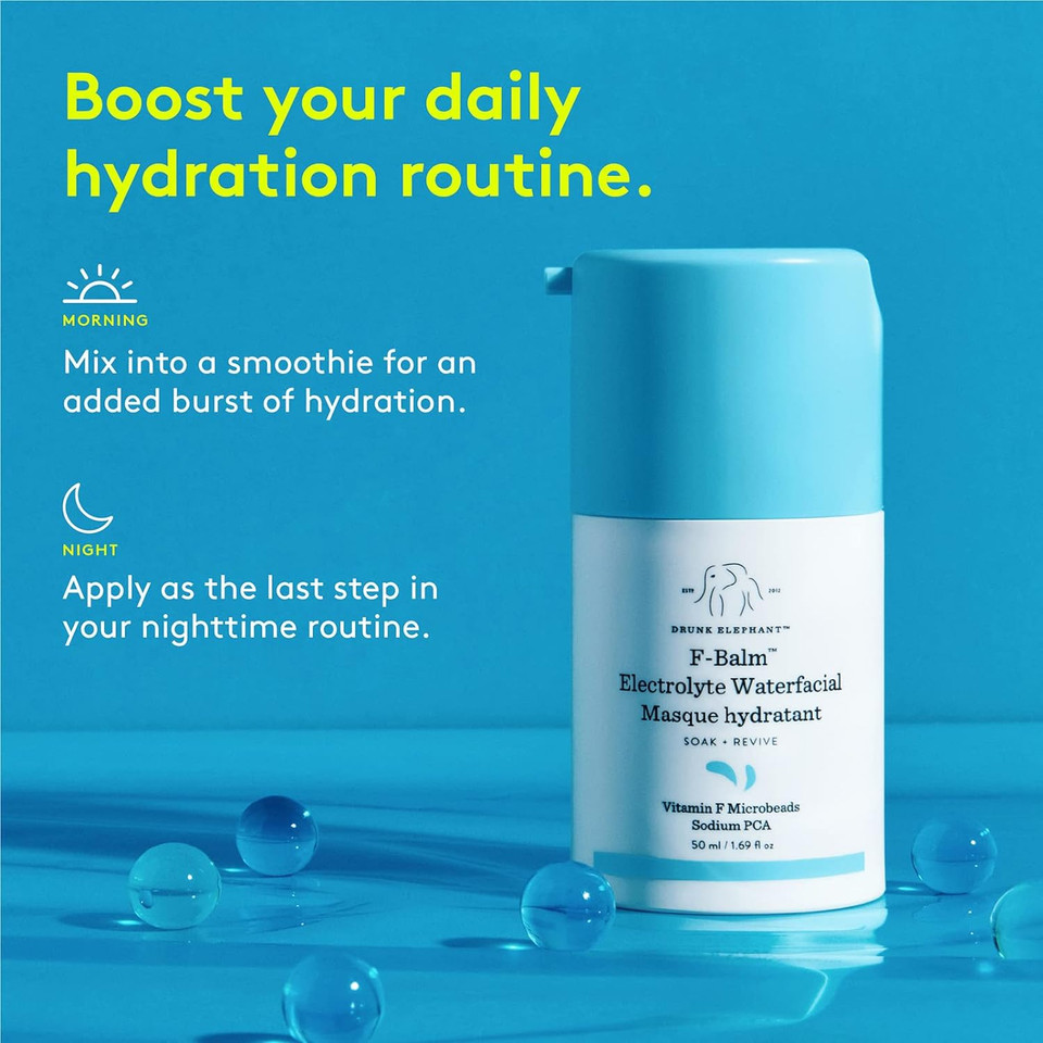 Drunk Elephant F-Balm Hydrating Electrolyte Waterfacial. Quenching And Strengthening Overnight Mask