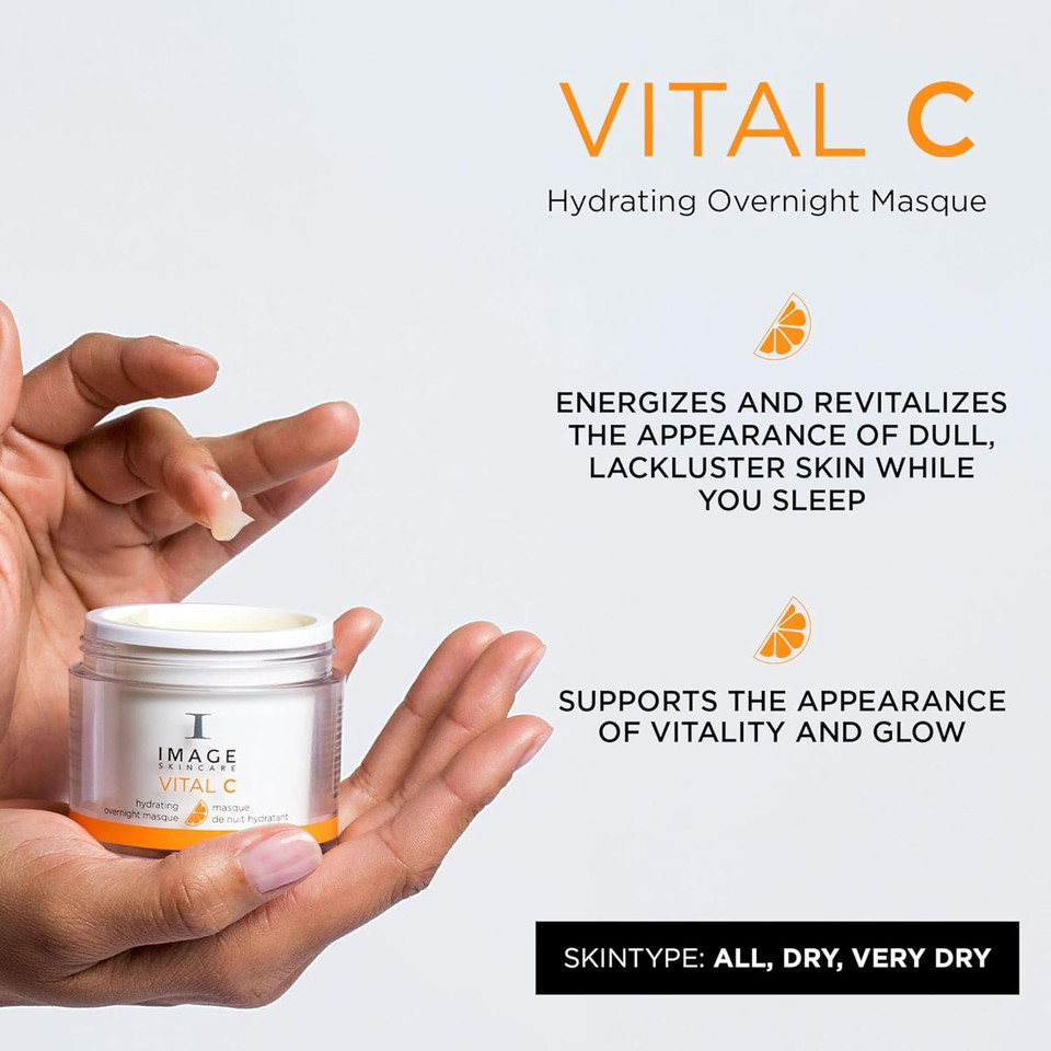 Image Skincare, Vital C Hydrating Overnight Masque, Revitalizing Sleeping Facial Mask With Blue-Green Algae Extract And Hyaluronic Acid, 2 Oz