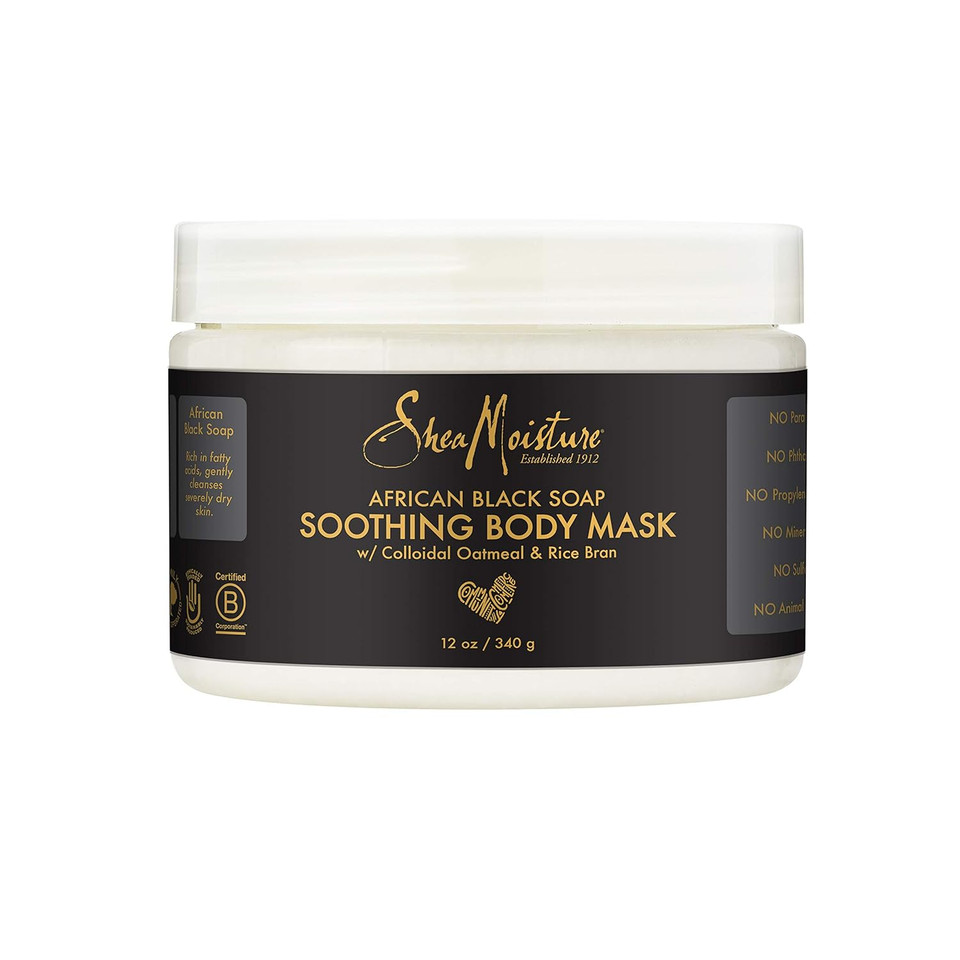 Sheamoisture Soothing Body Mask Body Mask For Sensitive Skin African Black Soap Body Mask With Shea Butter 12 Oz