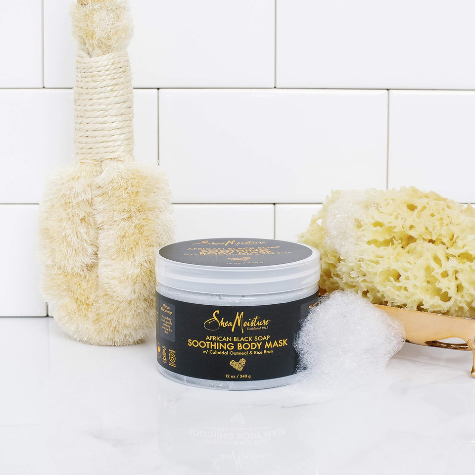 Sheamoisture Soothing Body Mask Body Mask For Sensitive Skin African Black Soap Body Mask With Shea Butter 12 Oz