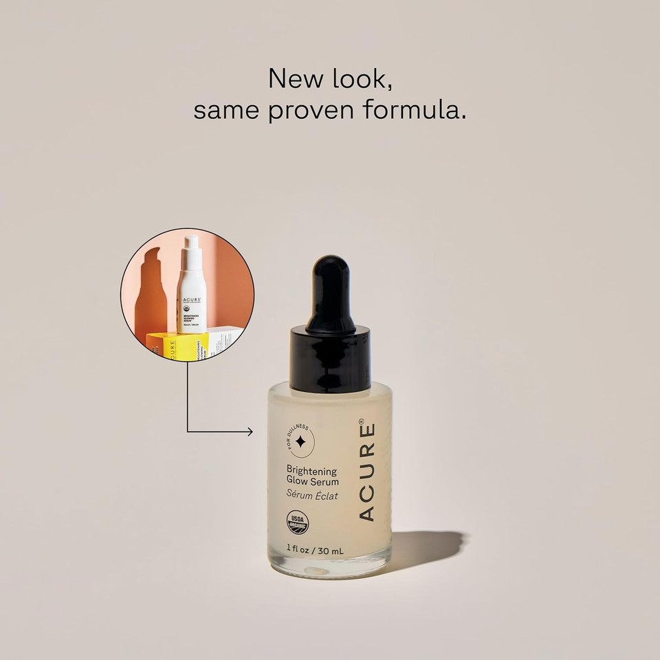 Acure Brightening Glowing Serum - Revitalize & Hydrate Face & Neck - Argan Oil, Pumpkin & Cranberry - Antioxidant Protection For All Skin Types- All Natural Hydrating Formula - 100% Vegan, 1 Fl Oz