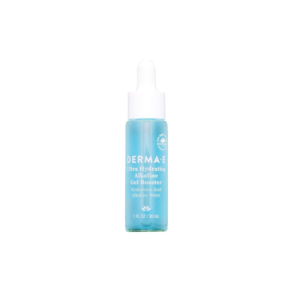 Derma-E Ultra Hydrating Alkaline Gel Booster  Hyaluronic Acid Moisturizer Gel  Targeted Hydrating Water Gel For Dull, Dehydrated Skin, 1 Fl Oz