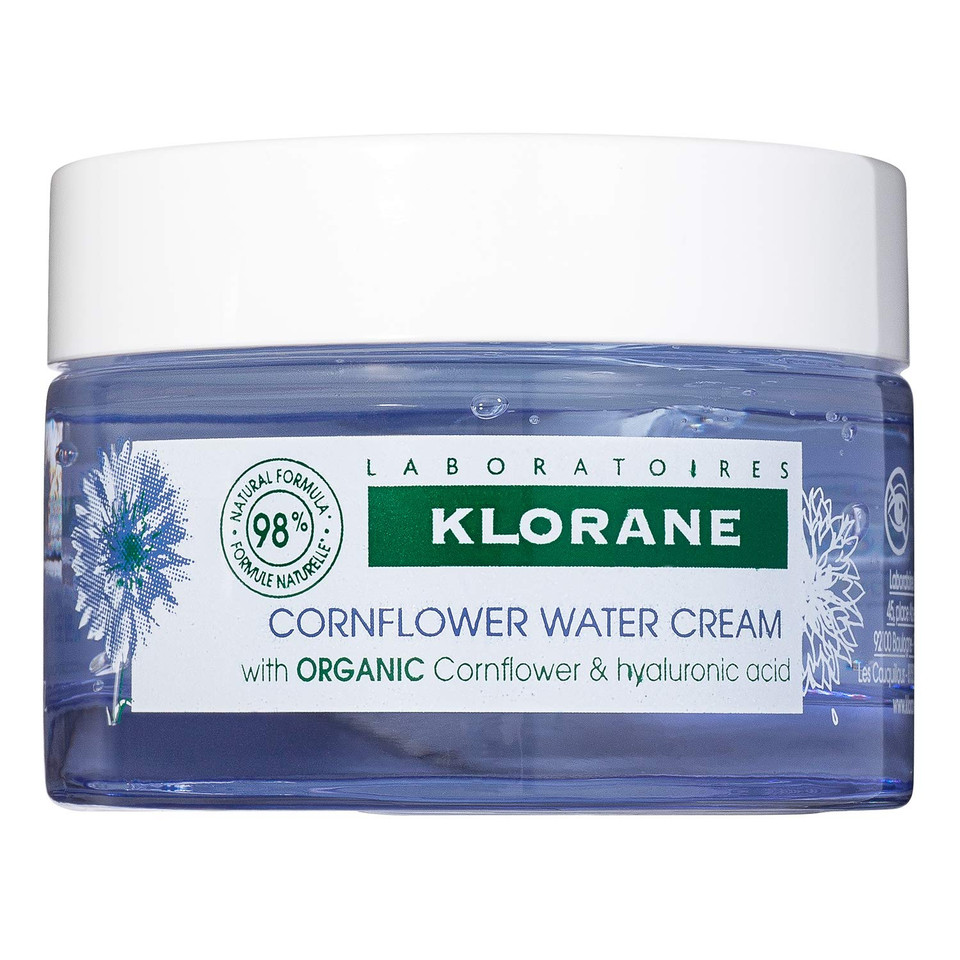 Klorane - Hydrating Water Cream With Organically Farmed Cornflower & Hyaluronic Acid - Plumping & Brightening - For Puffiness & Dark Circles - Paraben & Silicone-Free - 1.6 Fl. Oz