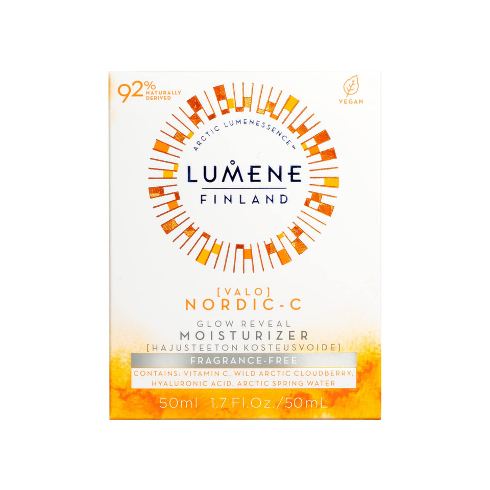 Lumene Nordic-C Glow Reveal Facial Moisturizer, Vitamin C Cream With Hyaluronic Acid And Vitamin B3 For Dry & Sensitive Skin, 1.7 Oz