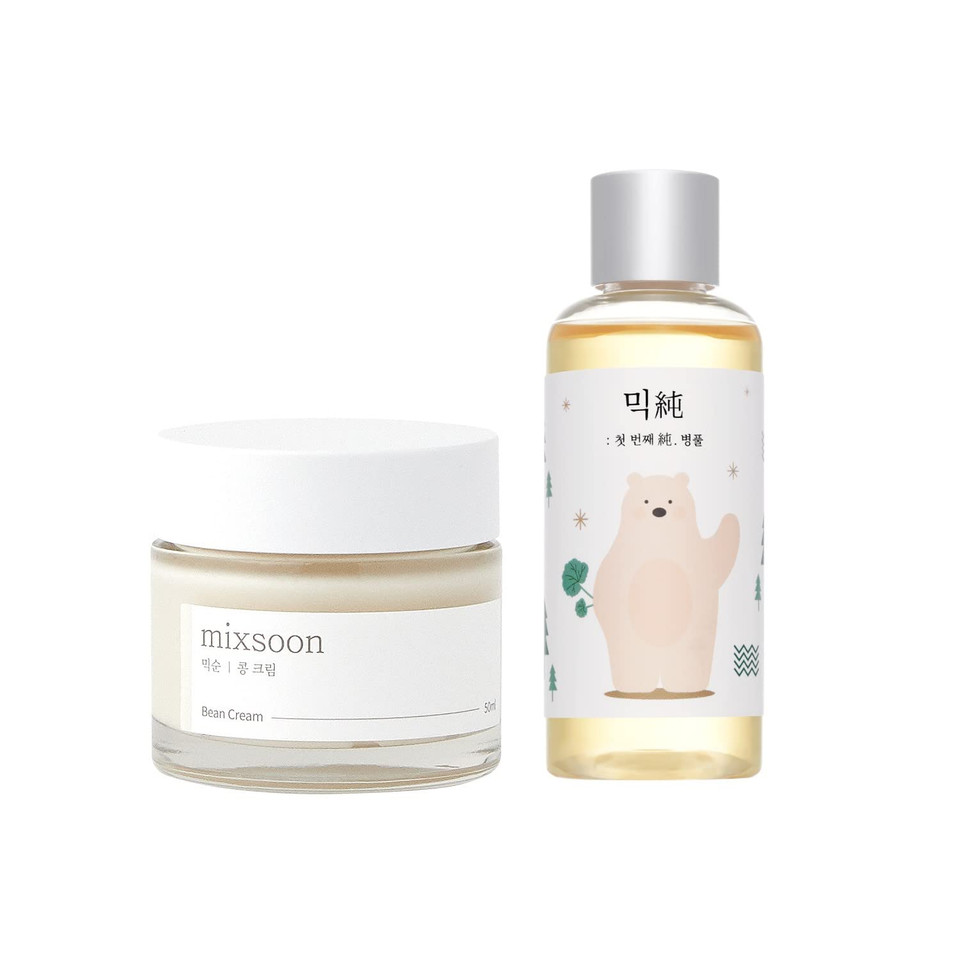 Mixsoon] Bean Cream 1.69 Fl Oz / 50 Ml + Centella Asiatica Essence 3.38 Fl Oz / 100 Ml