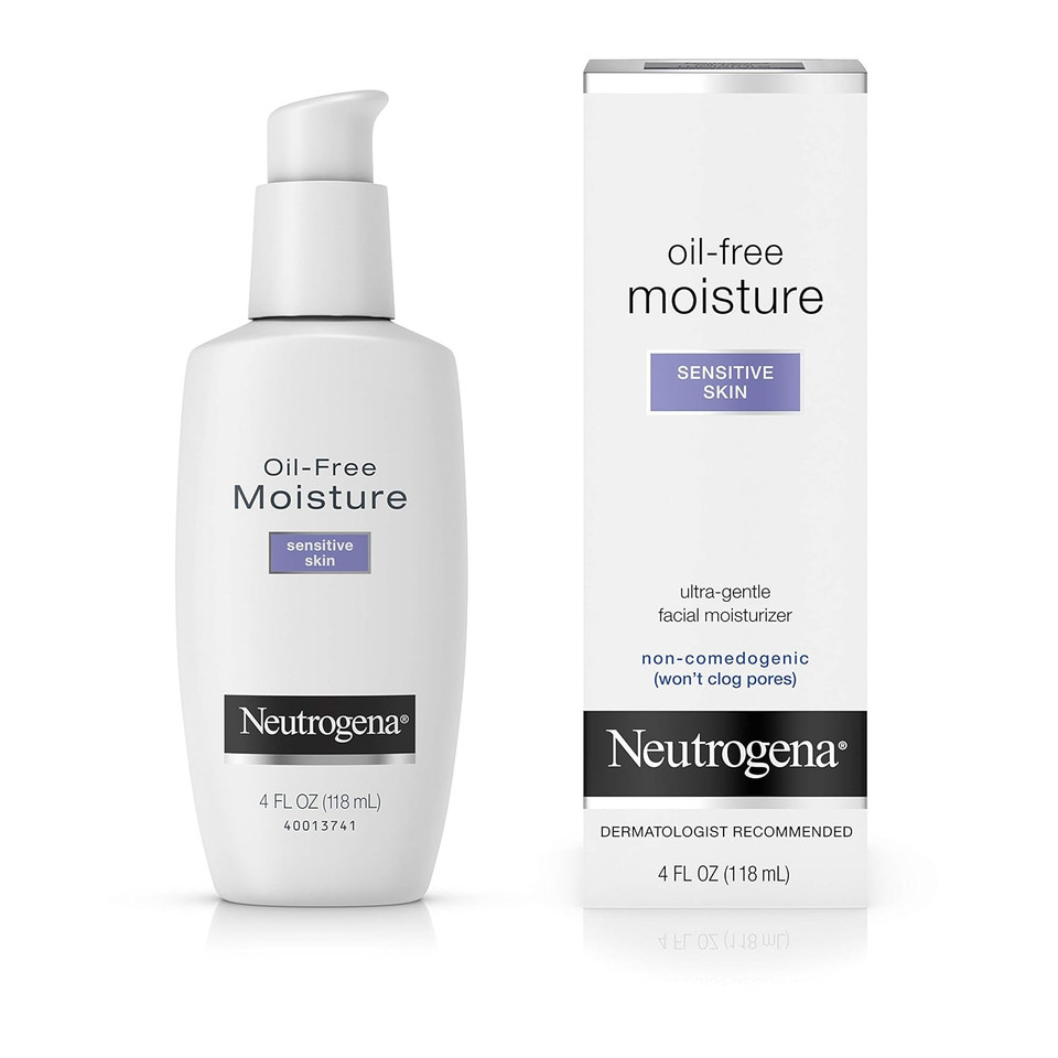 Neutrogena Oil Free Moisture Daily Hydrating Facial Moisturizer & Neck Cream With Glycerin - Fast Absorbing Ultra Gentle Lightweight Face Lotion & Sensitive Skin Face Moisturizer, 4 Fl. Oz