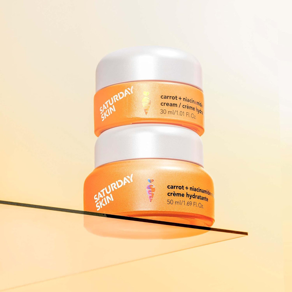 Saturday Skin Facial Moisturizing Creams Mini Duo Waterfall Gel And Carrot Cream Hydrating Niacinamide Ceramides Peptide Anti Wrinkle Soothing