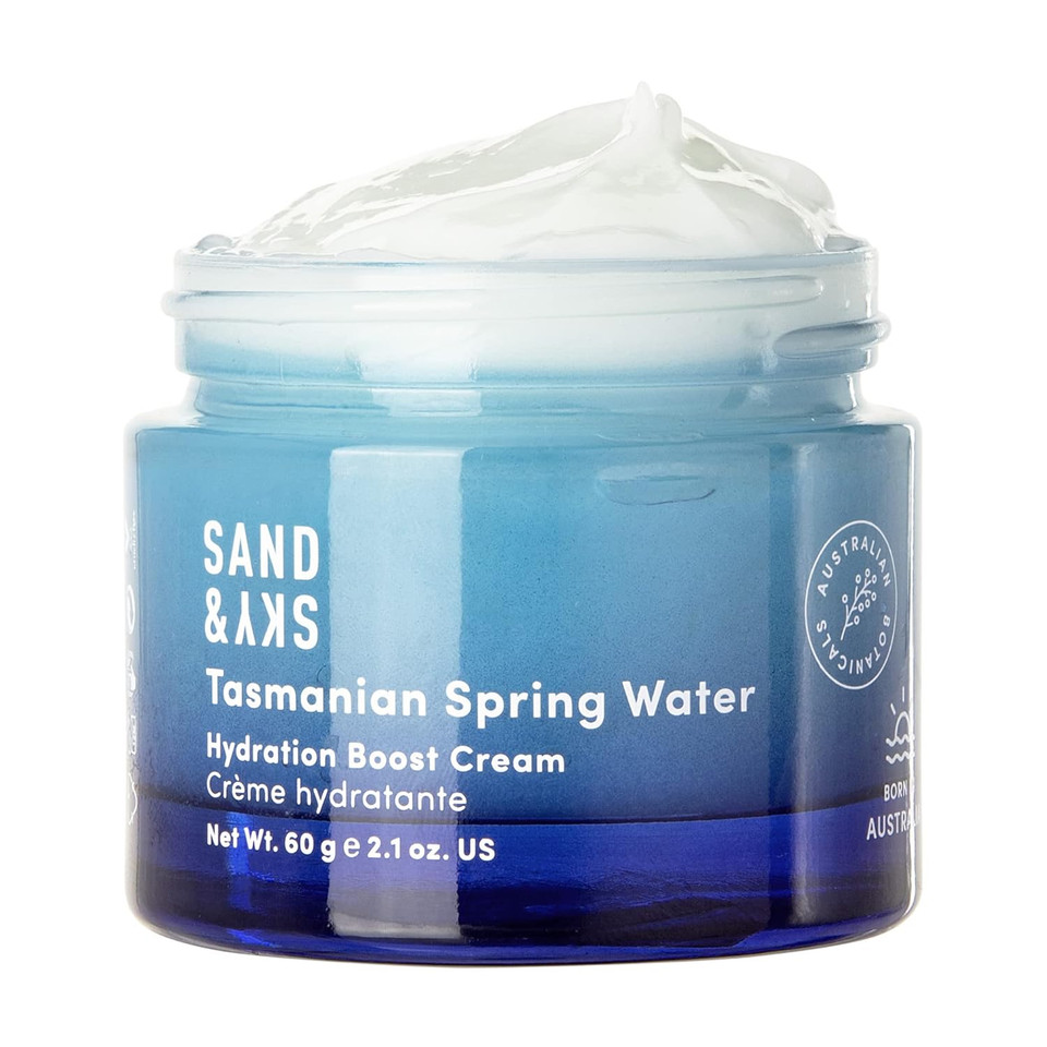 Sand & Sky Tasmanian Spring Water Hydration Boost Cream. Water-Based Hydrating Cream With Hyaluronic Acid. Lightweight Moisturizer