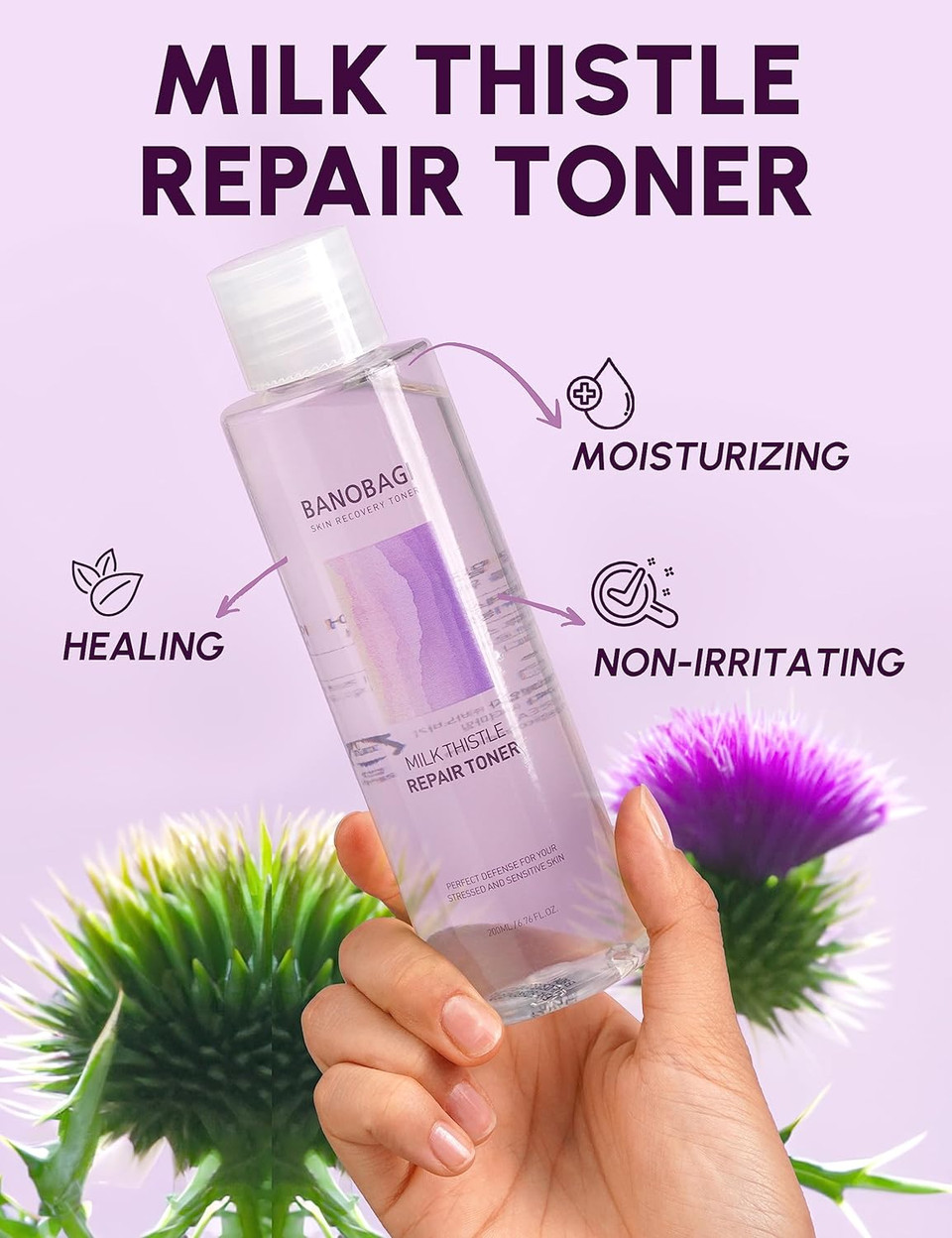 Banobagi Milk Thistle Repair Toner | Korean Skin Care Face Moisturizer Hydrating Toner For Face | Facial Moisturizer For Dry & Sensitive Skin Face Toner For Women And Men W/Burdock Root (6.76Fl Oz)