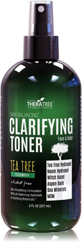 Clarifying Toner With Msm, Tea Tree & Neem Hydrosol, Complexion Control For Face & Body  Helps Reduce Appearance Of Pore Size, Controls Oil To Tone, Balance & Hydrate Skin - 8 Oz
