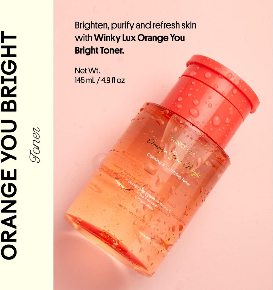 Winky Lux Orange You Bright Toner, Vitamin C Toner For Face, Clean Ingredients For All Skin Types, Vegan Natural Skincare