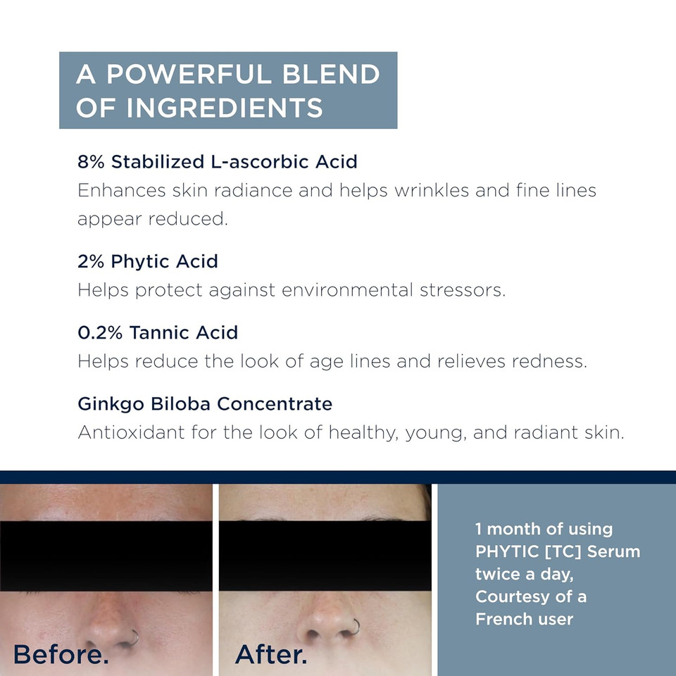 Alphascience Phytic [Tc] Serum - Helps Reduce Signs Of Aging, Wrinkles, Acne Scars & Fine Lines - For Oily & Acne Prone Skin - Fragrance-Free, Preservative-Free, Alcohol-Free - 30 Ml / 1 Fl. Oz