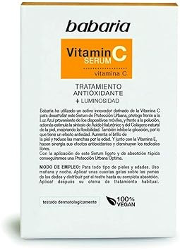 Babaria Vitamin C Face Serum - Helps Improve Elasticity And Flexibility - Reduces Appearance Of Dark Spots - Protects Against Airborne Pollutants - Provides Glowing And Anti-Aging Effect - 1 Oz