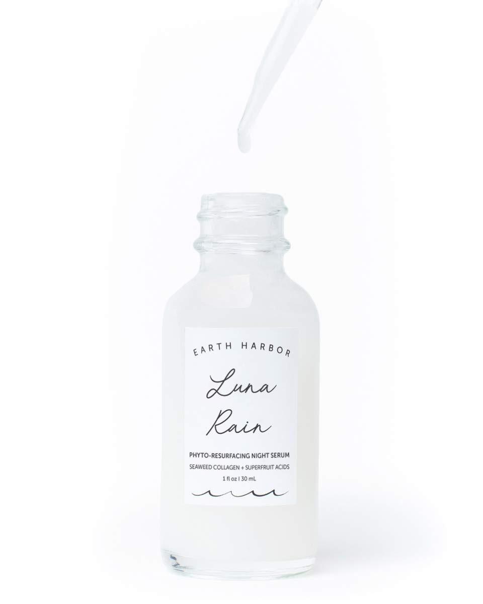 Earth Harbor | Luna Rain Phyto-Resurfacing Night Serum - Improves Skin Texture & Tone | Purely Natural + Cruelty-Free | Superfruit Acids + Seaweed Collagen |1 Fl Oz