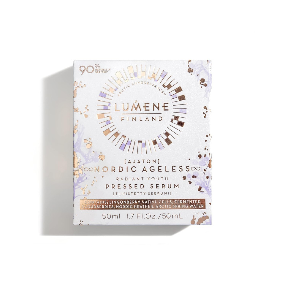 Lumene Ajaton Radiant Youth Pressed Face Serum - Daily Skincare With Collagen Peptides For Fine Lines And Wrinkles - Anti Aging + Skin Tightening Hydrating Serum - Vegan Skin Care (50 Ml)
