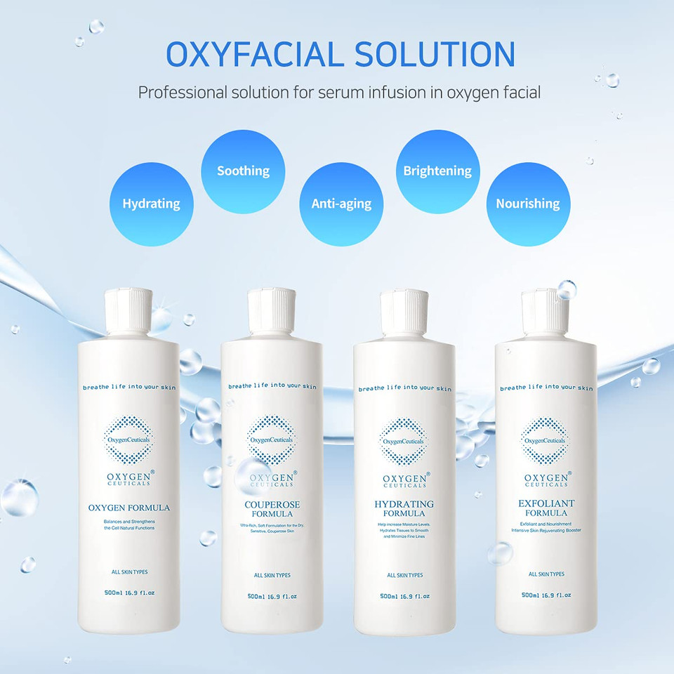 OxygenCeuticals Oxygen Formula, Professional Grade Liquid Serum for Oxygen Facial Therapy, 16.9 ounces/500ml