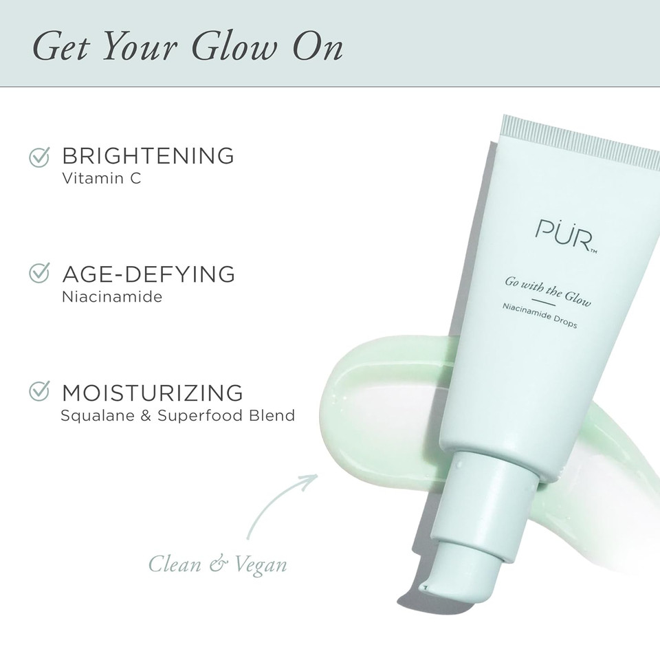 Pã£Âr Minerals Go With The Glow Niacinamide Drops, Improves Skin Hydration, Reduces Redness, Vitamin C, Cruelty, Paraben & Gluten Free, 1 Oz