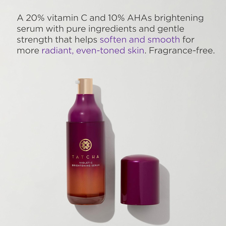 Tatcha Violet-C Brightening Serum | 20% Vitamin C + 10% Ahas | Pure Ingredients To Help Soften & Smooth For More Radiant, Even-Toned Skin | 30 Ml / 1 Oz