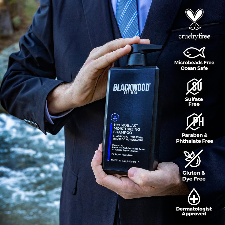 Blackwood For Men Hydroblast Moisturizing Shampoo (17 Oz) And Conditioner (7.76 Oz) Bundle - Men'S Vegan & Natural For Curly & Coarse Hair - Sulfate Free, Paraben Free, & Cruelty Free Blackwood For Men Hydroblast Moisturizing Shampoo (17 Oz) And Conditioner (7.76 Oz) Bundle - Men'S Vegan & Natural For Curly & Coarse Hair - Sulfate Free, Paraben Free, & Cruelty Free