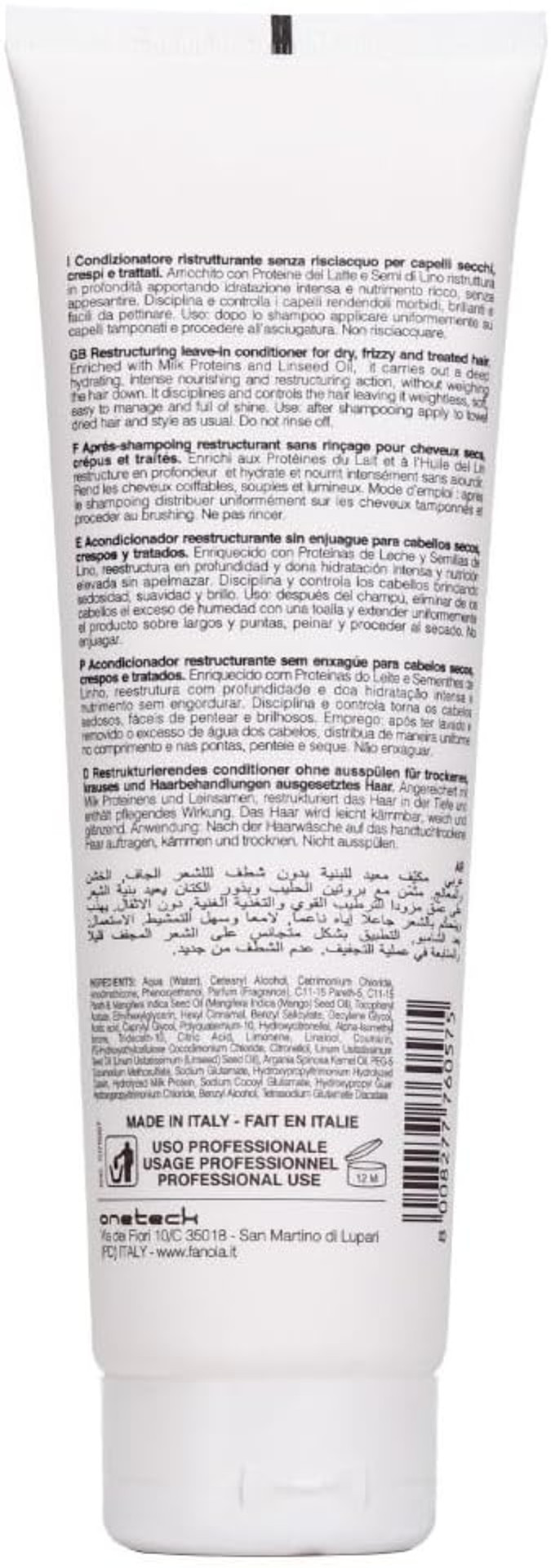 Fanola Restructuring Leave-in Conditioner, Deep Hydration and Nourishment to Dry, Stressed and Damaged Hair, Enriched Formula with Milk Proteins and Argan Oil, 300
