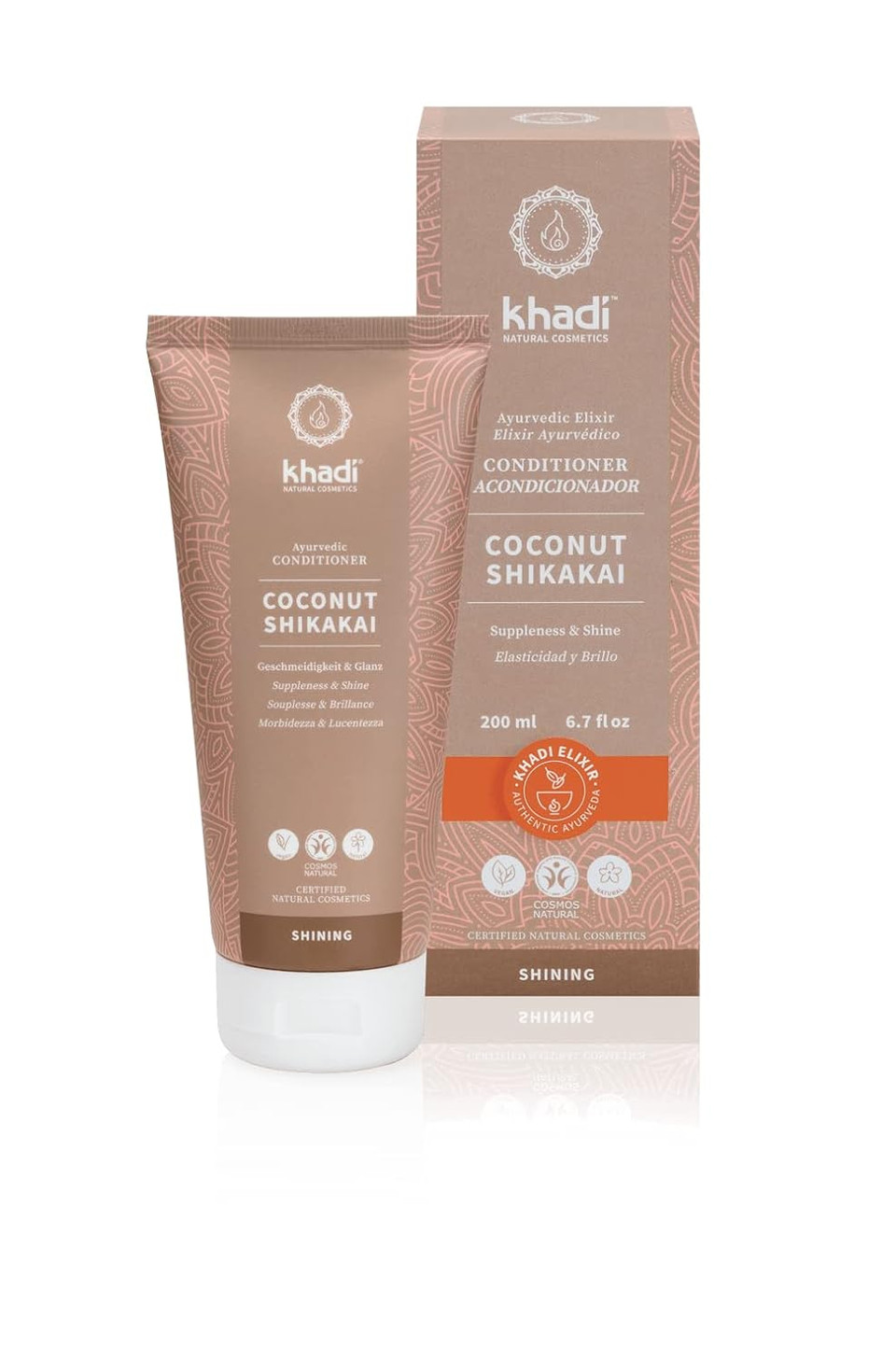 Khadi Coconut Shikakai Ayurvedic Conditioner, 100% Natural, Silicone-Free, Coconut & Shikakai Rich Conditioning, Silky Shine, Reduces Frizz & Defines Curls, Vegan Hair Care Organic Beauty 6.7 Oz