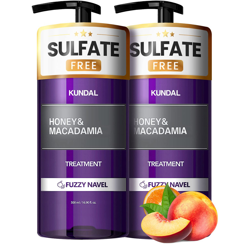 Kundal Fuzzy Navel Sulfate Free Honey & Macadamia Keratin Protein Premium Hair Conditioner 16.9Ozx2 Bottles