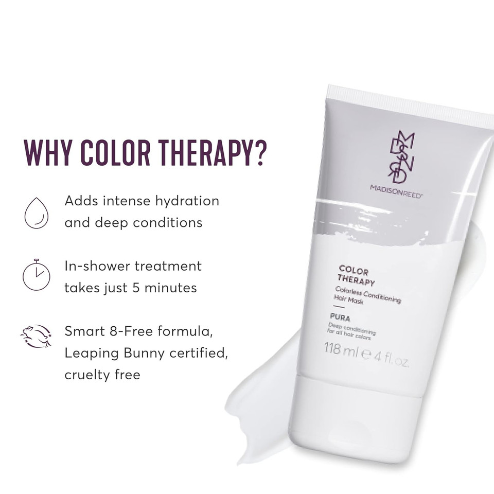 Madison Reed Color Therapy, Pura, Deep Conditioning Hair Mask & Restorative Treatment, Adds Intense Hydration, Keratin & Argan Oil, 4 Fl Oz (118 Ml)