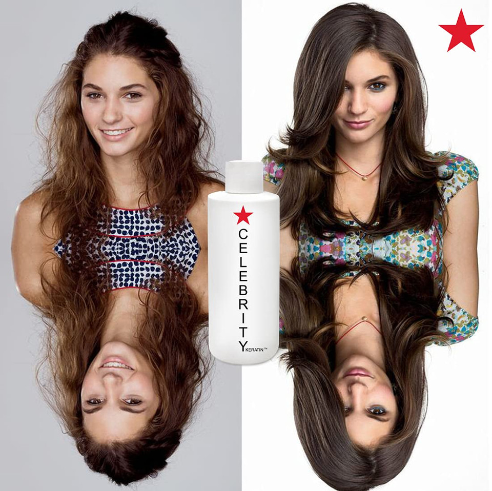 Celebrity Keratin Hair Treatment Conditioning Straightening Keratin Proteins Amino Acids Argan Castor Oils Repair Damaged Color Treated Curly Straight Coarse Thin Hair