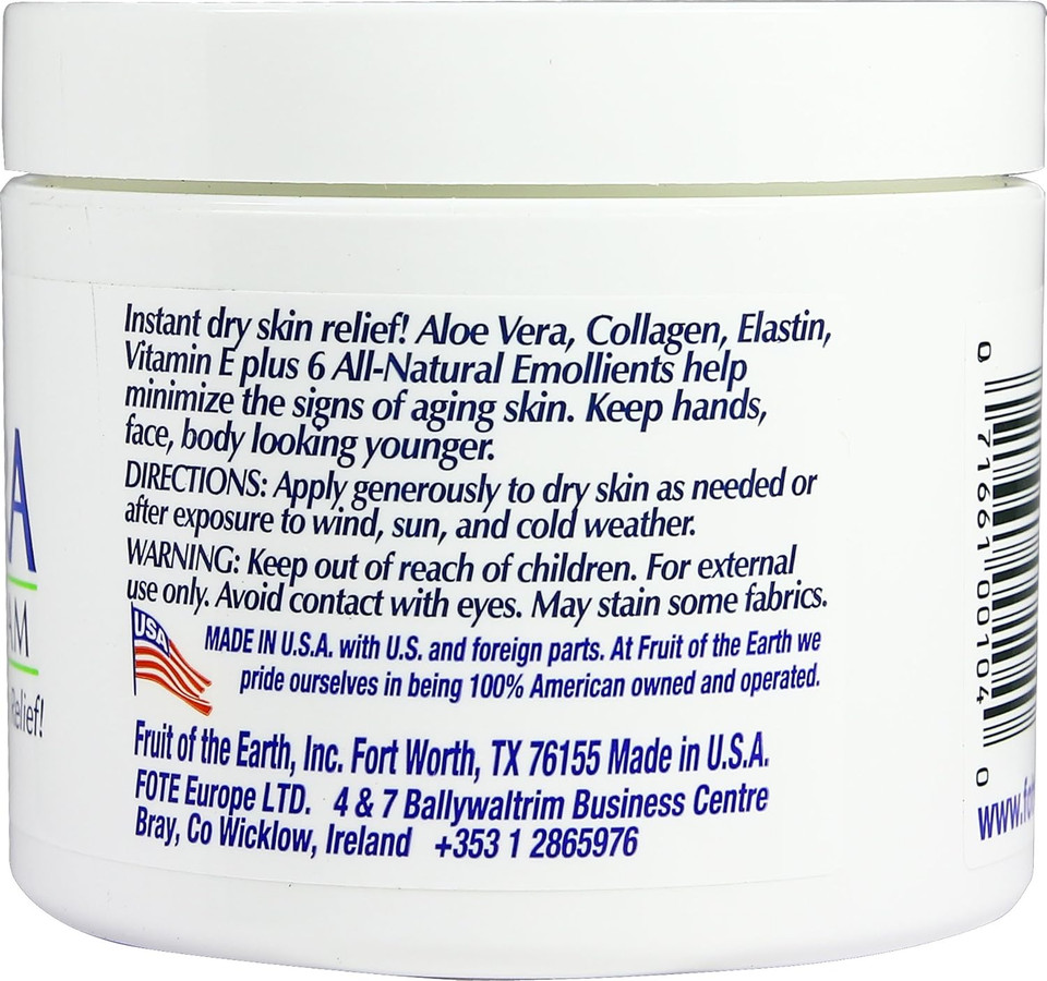 Fruit Of The Earth Aloe Vera Skin Care Cream, 4 Ounce