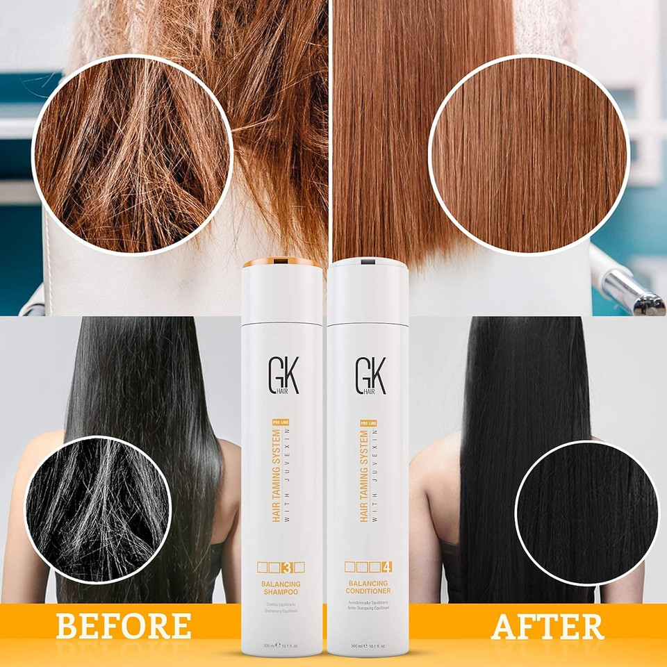 Gk Hair Global Keratin Balancing Shampoo And Conditioner Set 300Ml - Thermalstyleher - 100Ml/3.4Oz