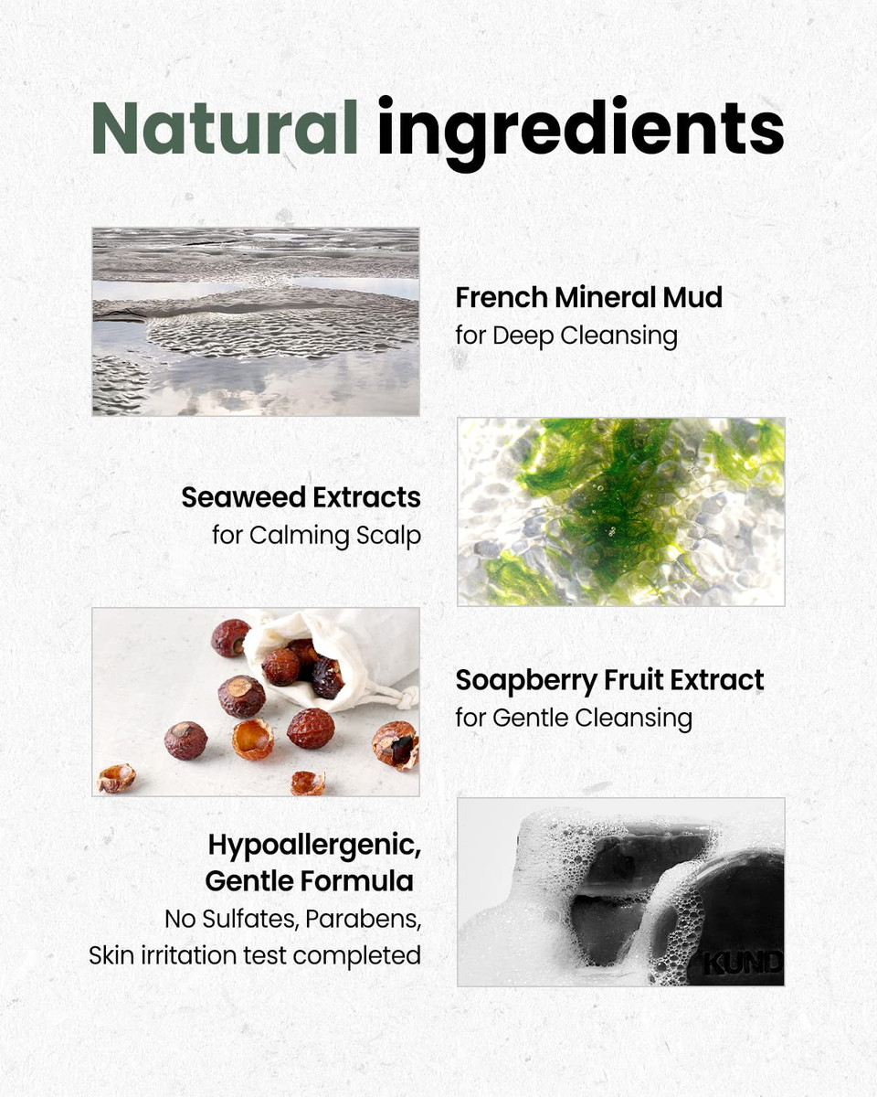 Kundal Minderal Mud Shampoo Bar + Shea Butter Conditioner Bar Set Eco-Friendly Zero Waste Packaging, Deep Cleansing, Natural Ingredients, Scalp Soothing, And Travel-Friendly (2Ea/4 Total)