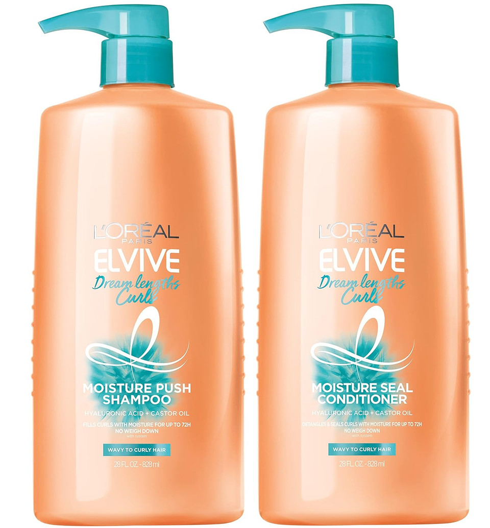 Lã¢ÂOrã£Â©Al Paris Elvive Dream Lengths Curls Shampoo And Conditioner 2Pk, Paraben-Free With Hyaluronic Acid And Castor Oil. Best For Wavy Hair To Curly Hair, 1 Kit