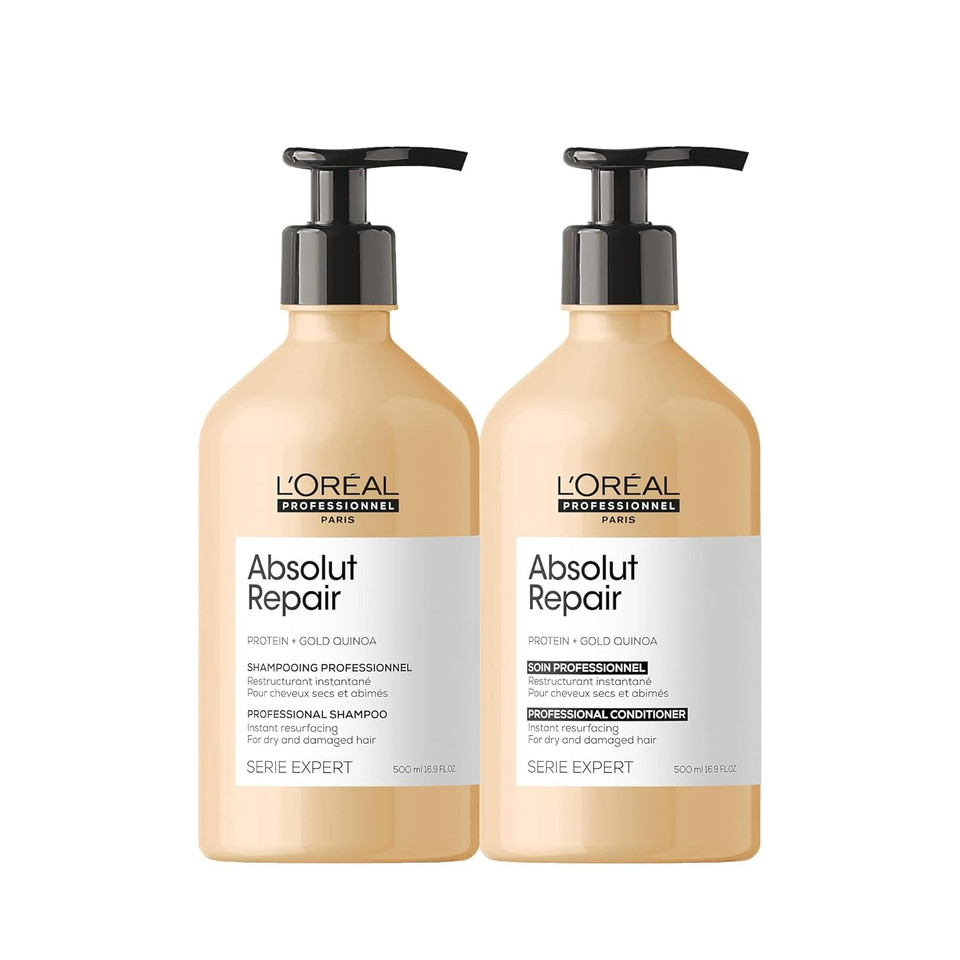 L'Oreal Professionnel Absolut Repair Shampoo & Conditioner Set | Protein Hair Treatment | Repairs Damage & Provides Shine | With Quinoa & Proteins | For Dry, Damaged Hair